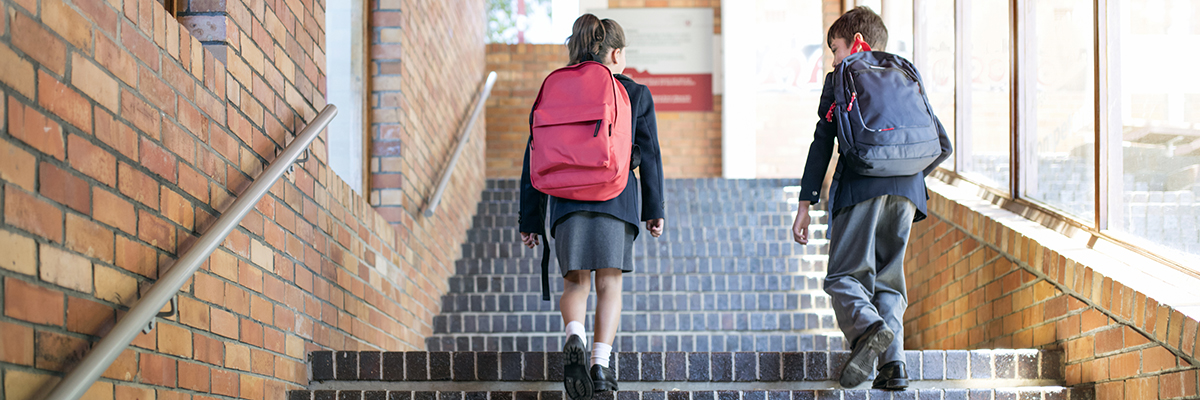 Reopening schools secondary children stairs